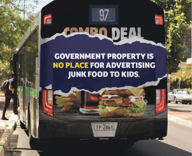 School bus remove fast food Ad