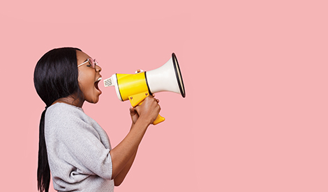 Speak up-woman with megaphone