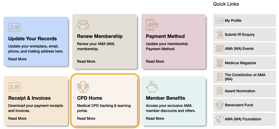 Preview of the Member Portal landing page